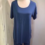 Soma Blue and Gold Polka Dot Pajama Cropped Pajama Set Photo 2