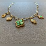 Lucky Charm Necklace‎ Green accents, 5 Charms, gold tone hardware, feels solid Photo 2