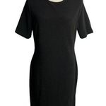 Mario Serrani  Ribbed Knit Sheath Dress M Black Short Sleeves Knee Length Stretch Photo 0