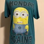 EUC Despicable Me Minions Blue and Yellow Monday Again Graphic Tee size small Photo 0
