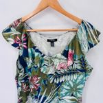 CHAPS  Tropical Beachy Tank Blouse Womens Petite XL Cotton‎ Ruffle Collar NEW Photo 1