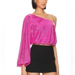 Show Me Your Mumu NEW Revolve SHOW ME YOUR MUMU Party Top in Bright Pink Sequins Size M Photo 1
