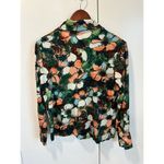 Vintage 70s Floral Print Button Up Blouse size S/M Fit Dagger Collar Statement Green Size M Photo 3