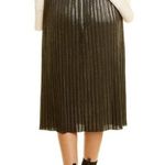 St. John 💕💕 Pleated Foil Skirt Elasticized Waist ~ Black & Gold XL NWOT Photo 2