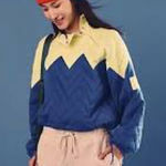 NWT Free People Pullover Zig Zag Dandelion Combo L Blue Size L Photo 0