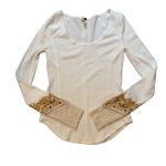 We The Free Free People  Thermal White Bandana Cuff Long Sleeve Scoop Neck Top Photo 9
