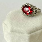 Red Cocktail Ring, Size 7 Photo 2