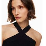 Aritzia Babaton Sculpt Knit Criss Cross Mini Dress Size XS Black Ribbed Stretch Photo 8