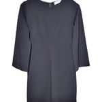 Everlane Ponte Knit Crew Neck 3/4 Length Bell Sleeve Mini Dress in Solid Black Photo 1