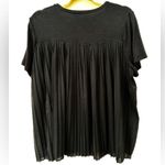 August Silk Womens Sz M Black Sheer Pleated Back Short Sleeve, scoop neck Photo 2
