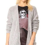 Free People  XS Grey Open Oversized Knit Alpaca Open Front Long Cardigan Pockets Photo 0