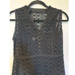 Anthropologie BLACK CROCHET LACE EVELYN MIDI DRESS BY MEADOW RUE Size 2 Photo 7