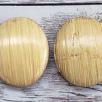 Vintage Clip On Earrings Straw Like Design Slightly Curved Oval Shaped Large Yellow Photo 0