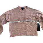 Broadway 38 New Soft Pink Rhinestone Fringe Cropped Long Sleeve Sweater‎ Size M Size M Photo 4