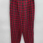 Talbots Vintage Trouser Pants Womens 12 Red Tartan Plaid Wool Lined High Waist Photo 2