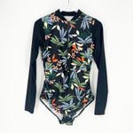Axesea Floral Ruched One Piece‎ Long Sleeve Rash Guard 12 Black Photo 1