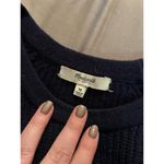 Madewell Elbow Leather Patch Stadium Sweater Blue Stripe Merino Wool Size M Photo 3