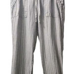 Athleta  Womens Size 10 Linen Pant‎ Beige Stripped Drawstring Relaxed Photo 0