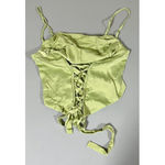 Urban Outfitters Green Satin Silk Lace-Up Corset Crop Top Shirt Blouse Size M ✨ Photo 1