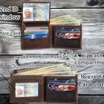 CLASSIC RFID Blocking Mens bi-fold Style Cowhide Leather Steel Chain Wallet, buffalo vintage leather Photo 2