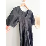 Madewell  | NWT | Puff-Sleeve Drop-Waist Midi Dress | True Black | Sz 2 Photo 5