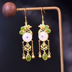 Jade earrings dangle jade earrings green gem earrings Photo 0