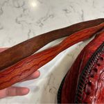 Red Leather Floral Tooled Shoulder Bag Purse Photo 9