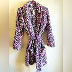 Victoria's Secret  SOFT COZY ROBE SLEEPWEAR M/L IN HEART LEOPARD PRINT NWT Photo 1