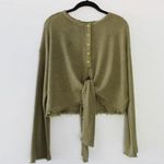 Free People Emma’s Tie Front Henley Top in Dirty Martini Photo 4