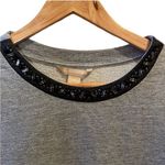 Banana Republic Banana Republic Silver Sparkle Long Sleeve Holiday Blouse Black Bead Neckline Photo 1