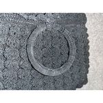 Vintage Black Crocheted Popcorn Stitch Handbag Small Purse Mid Century Used Photo 11