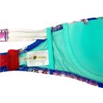 Shade & Shore  Blue Floral Strapless Underwire Push-up Swim Bikini Top Size 36C Photo 4