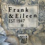 Frank & Eileen  100% Linen Paisley print button up long sleeve blue shirt Med Photo 13