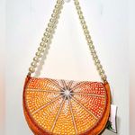 NWT AMERICA & BEYOND Beaded Orange Purse with Faux Pearl Strap Photo 0