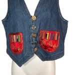 Vintage Nina Piccalino Unique Denim Vest Size 8 Blue Photo 1