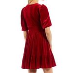 Antonio Melani Thelma Short Bubble Sleeve V-neck Smocked Waist Velvet Dress Size 8 Photo 1