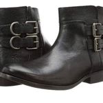 Frye  Molly D Ring Black Leather Booties Photo 0