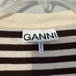 Ganni  Software Striped Jersey V- neck Tee Photo 3