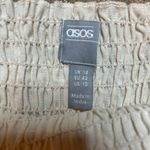 ASOS Cream Smocked Linen Cotton Ruffle Sleeveless Jumpsuit Wide Leg SZ 10 Luxury Photo 10