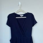 BODEN Ellen Navy Blue Jersey Knit Faux Wrap Jumpsuit Size 6 Wide Leg Photo 4