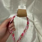 Handmade Watermelon, Peach, and Cherry Print Wristlet Keychain with Pink Pomom Photo 1