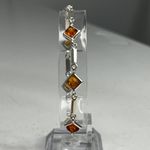 Amber & 925 Sterling Silver Bracelet 7" Fine Jewelry Women's Link Design Photo 2