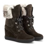 Aquatalia Like New!  Cordelia High Wedge Boots with Fur Trim | Size 7 Photo 0