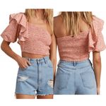 Billabong Pink Floral One-Shoulder Crop Top Photo 1