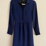 Madewell  Silk Shirt Dress Navy Blue Size 0 Long Sleeve Collared 100% Silk Photo 1