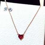 14K Rose Gold Plated Crystal Love Heart Pendant Necklace for Women Photo 0