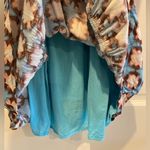 Loft  Sunwashed Floral Smocked Back Dress Blue Brown Peach Ladies Size 6 Photo 4