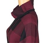 Adrienne Vittadini Burgundy & Black Buffalo Plaid Cowl Neck Sweater Medium EUC Photo 5