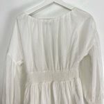 Alice + Olivia  Kiara Smocked Long Sleeve Button Front Dress in Off-white US 2 Photo 9