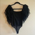 Free People Intimately Kill the Lights Bodysuit Black Tulle Ruffle Sleeve small Photo 3